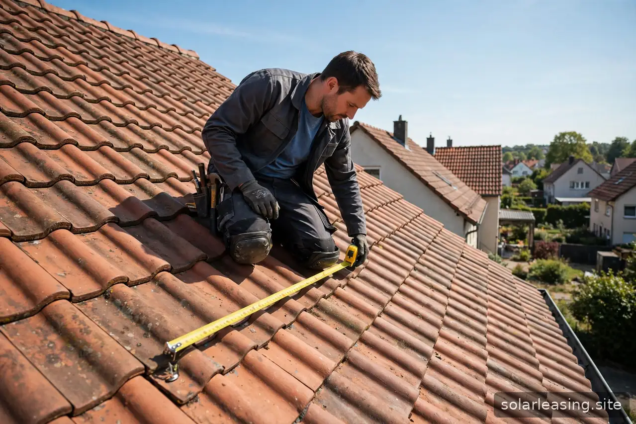 Vermessung einer Dachfläche für die Planung einer Solaranlage