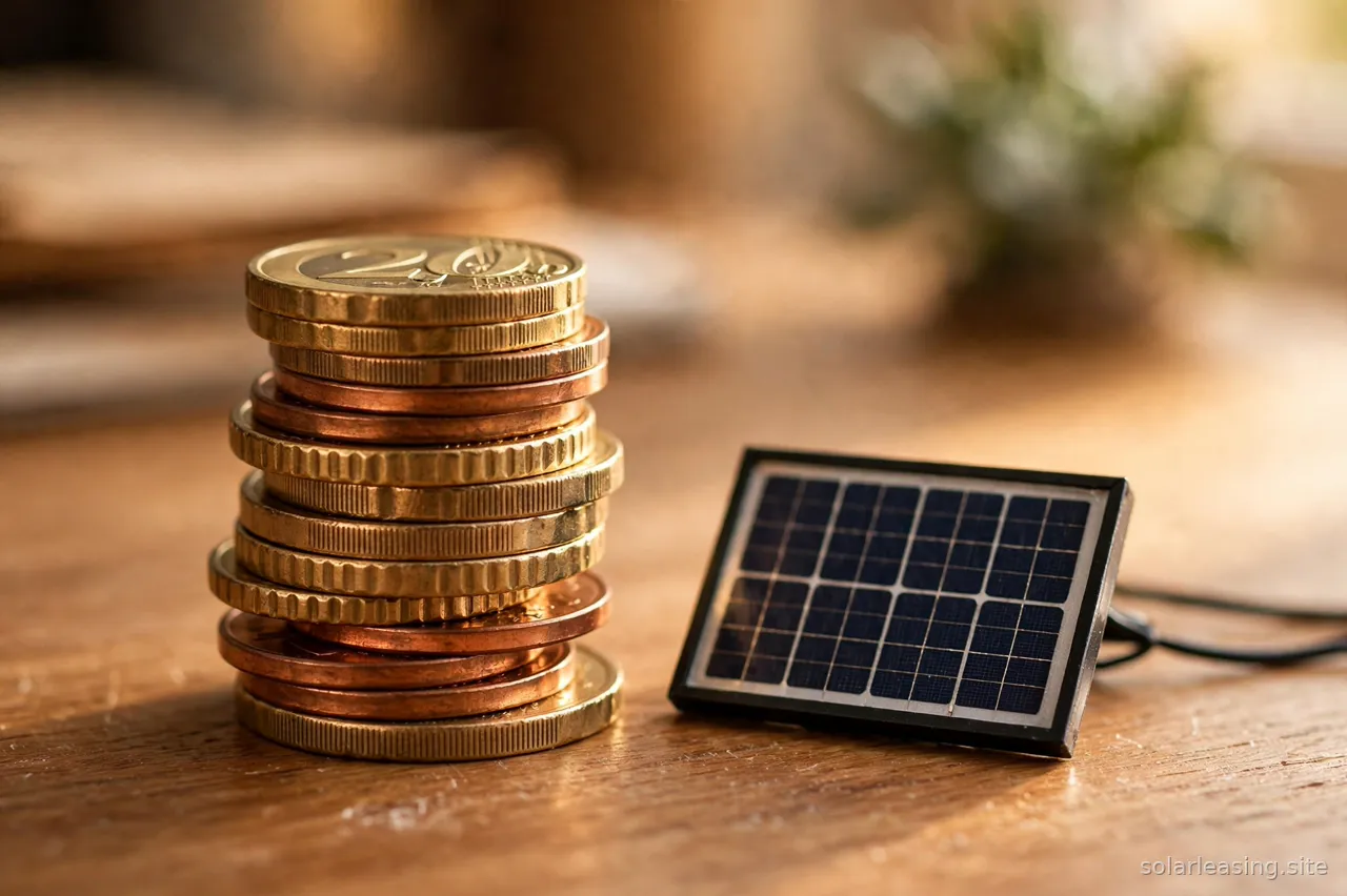 Solaranlage auf einem Hausdach, die Strom ins öffentliche Netz einspeist