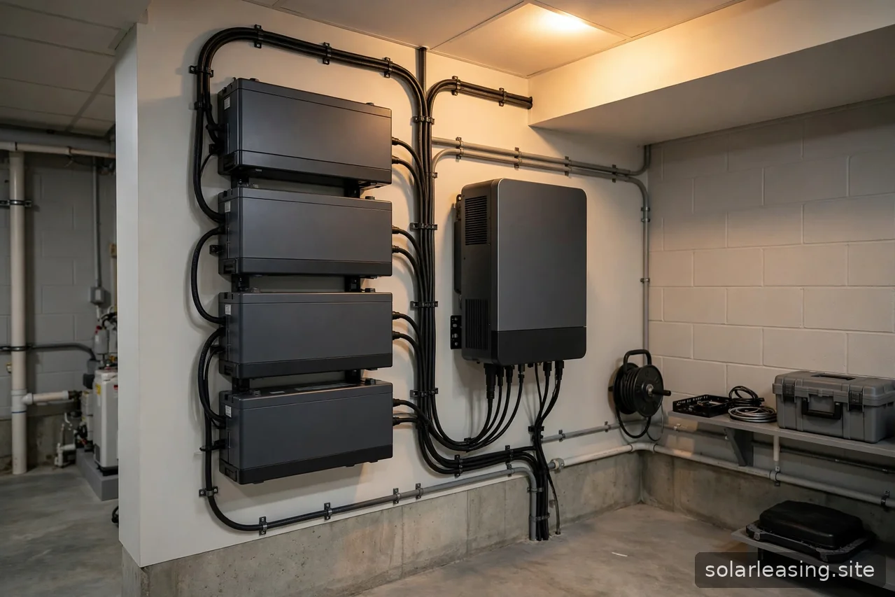 Batteriespeicher und Wechselrichter im Keller eines Einfamilienhauses